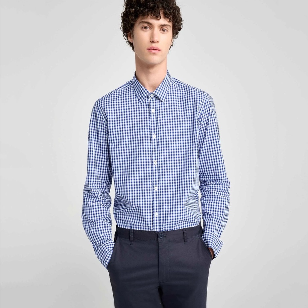 ASOS Men’s Gingham Shirt Blue and White M